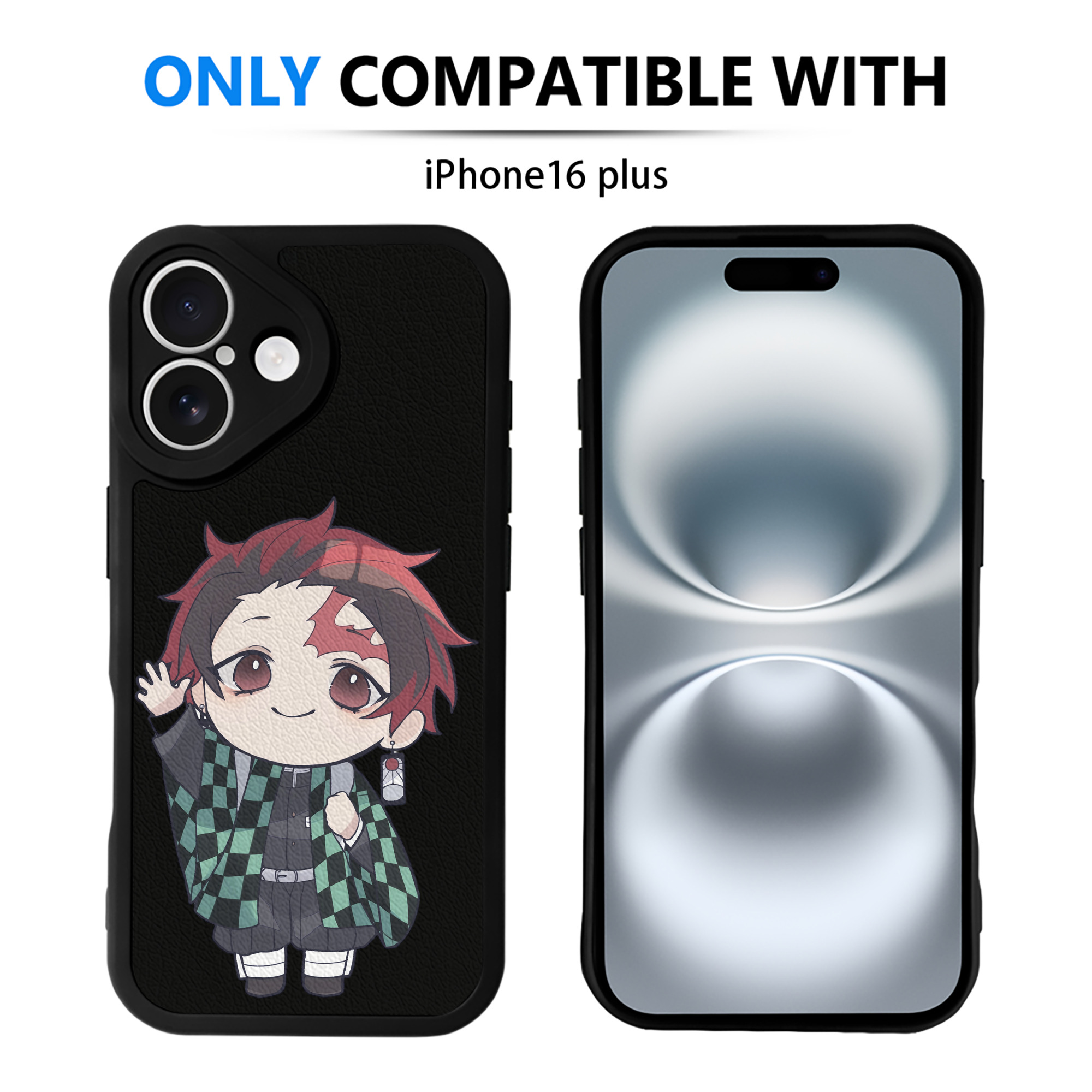 （画像用） 鬼滅の刃 竈門 炭治郎／かまど たんじろう Kamado Tanjirou 【iPhone 16シリーズ対応】シリコンスマホケース（レザー調） 材質：シリコン